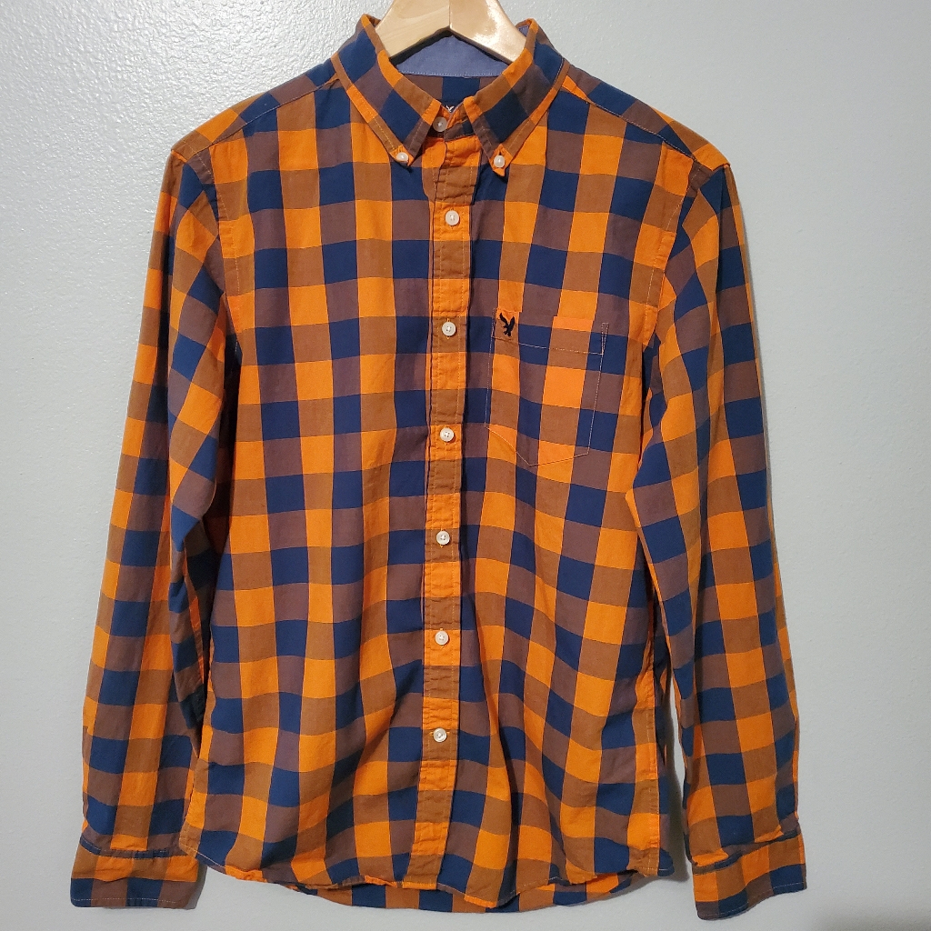 American Eagle Patterned Button Down Sz S